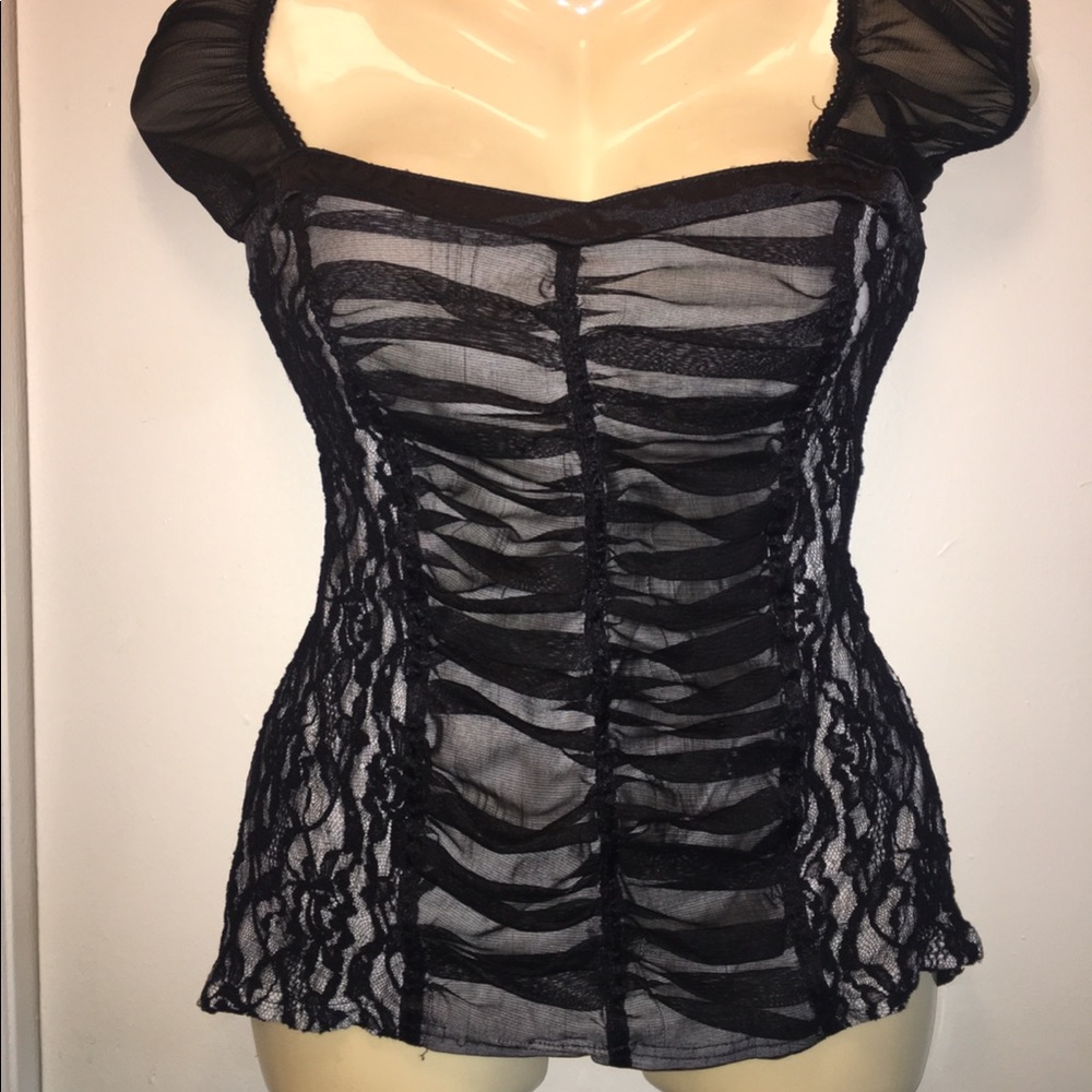 Punk Rockabilly Sexy Black Lace Club Top! 2X 1X XL